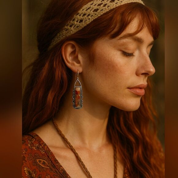 Sugar Magnolia Silver Tone Mosaic Dangle Earrings. NWT. - Picture 1 of 3